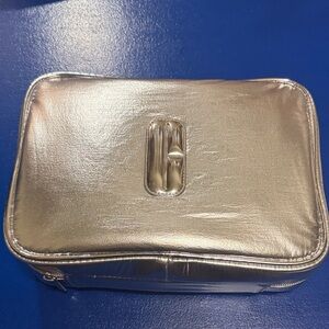 Clinique Fluffy Makeup Train Case Bag + 2 Removable Small Bags ~ Sliver